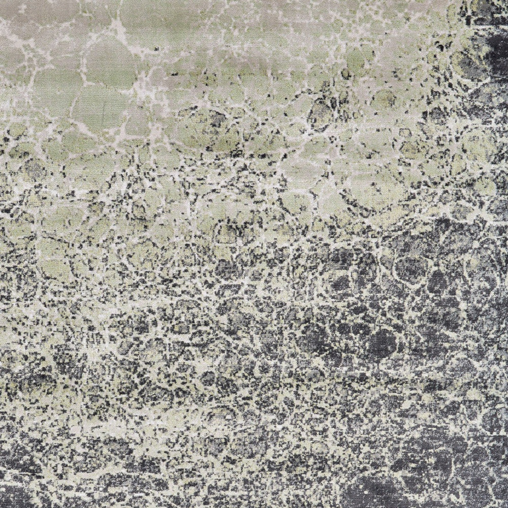 4' X 6' Ivory Gray and Green Abstract Power Loom Area Rug