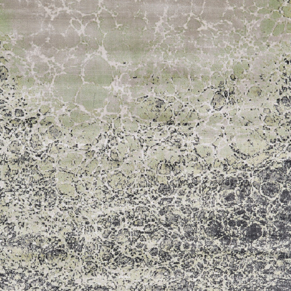 4' X 6' Ivory Gray and Green Abstract Power Loom Area Rug