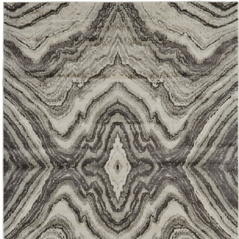 7' X 10' Ivory Gray and Tan Abstract Power Loom Area Rug