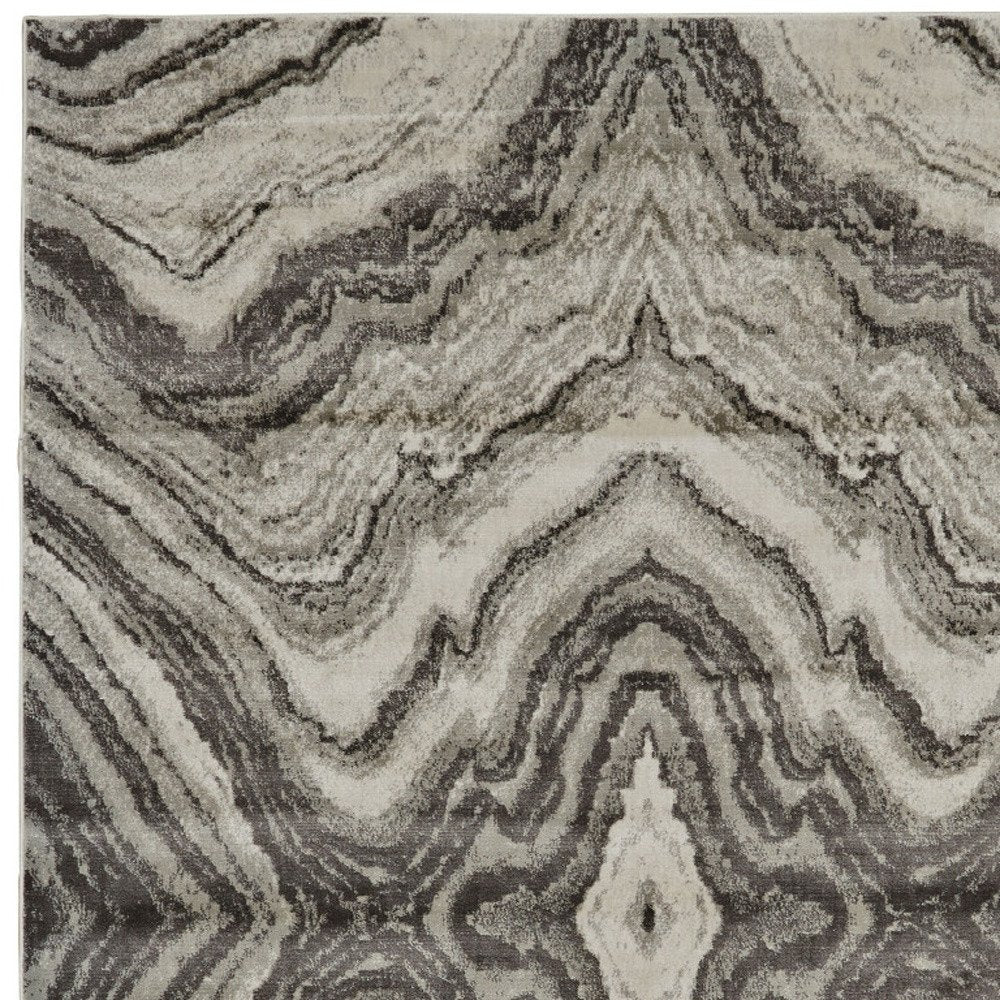 7' X 10' Ivory Gray and Tan Abstract Power Loom Area Rug