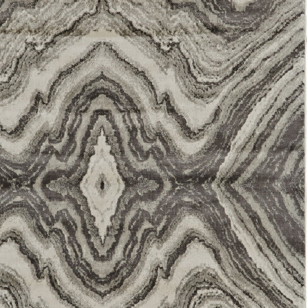 7' X 10' Ivory Gray and Tan Abstract Power Loom Area Rug