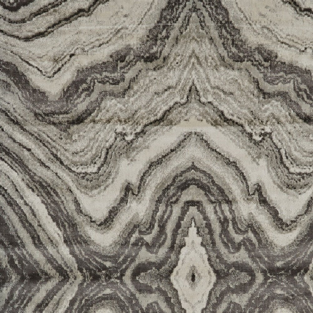 7' X 10' Ivory Gray and Tan Abstract Power Loom Area Rug