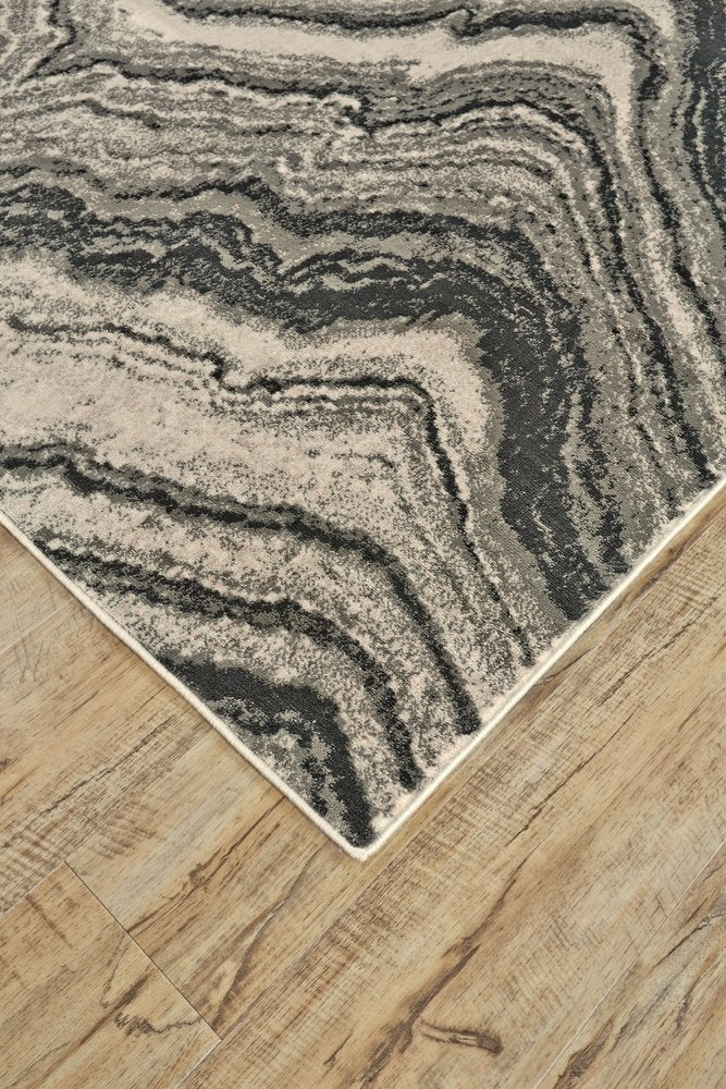 7' X 10' Ivory Gray and Tan Abstract Power Loom Area Rug