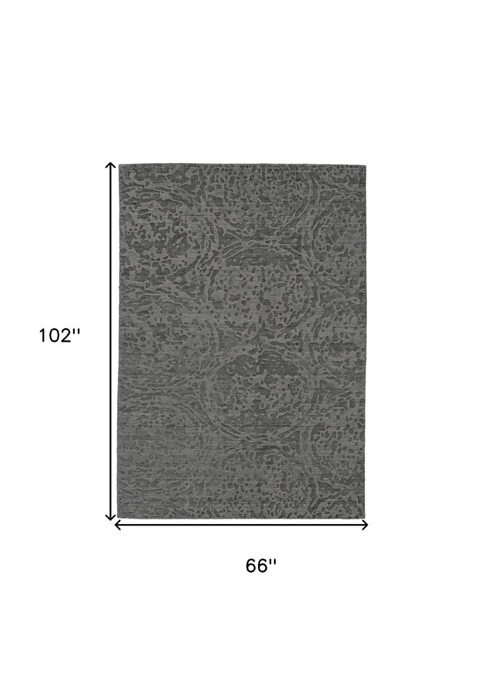 6' X 9' Gray Abstract Hand Woven Area Rug