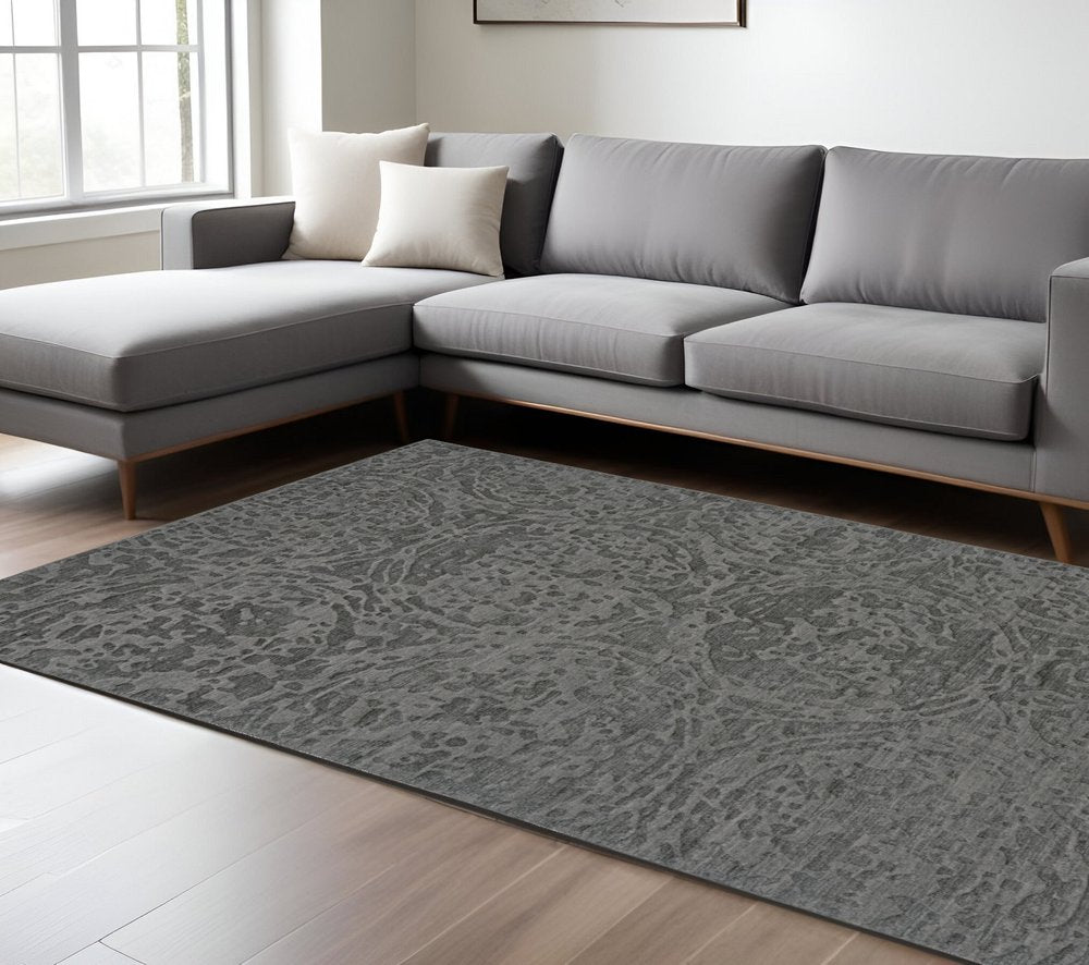 6' X 9' Gray Abstract Hand Woven Area Rug