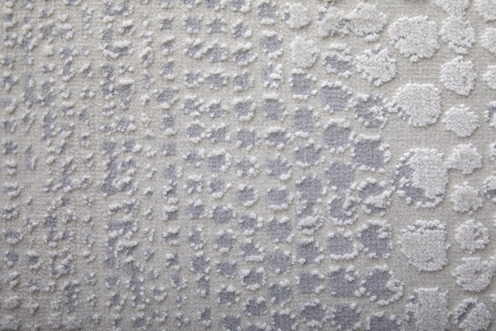 10' X 13' Gray and Ivory Abstract Power Loom Worn Faded Area Rug