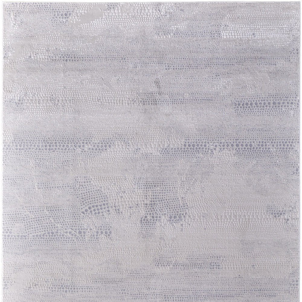 10' X 13' Gray and Ivory Abstract Power Loom Worn Faded Area Rug
