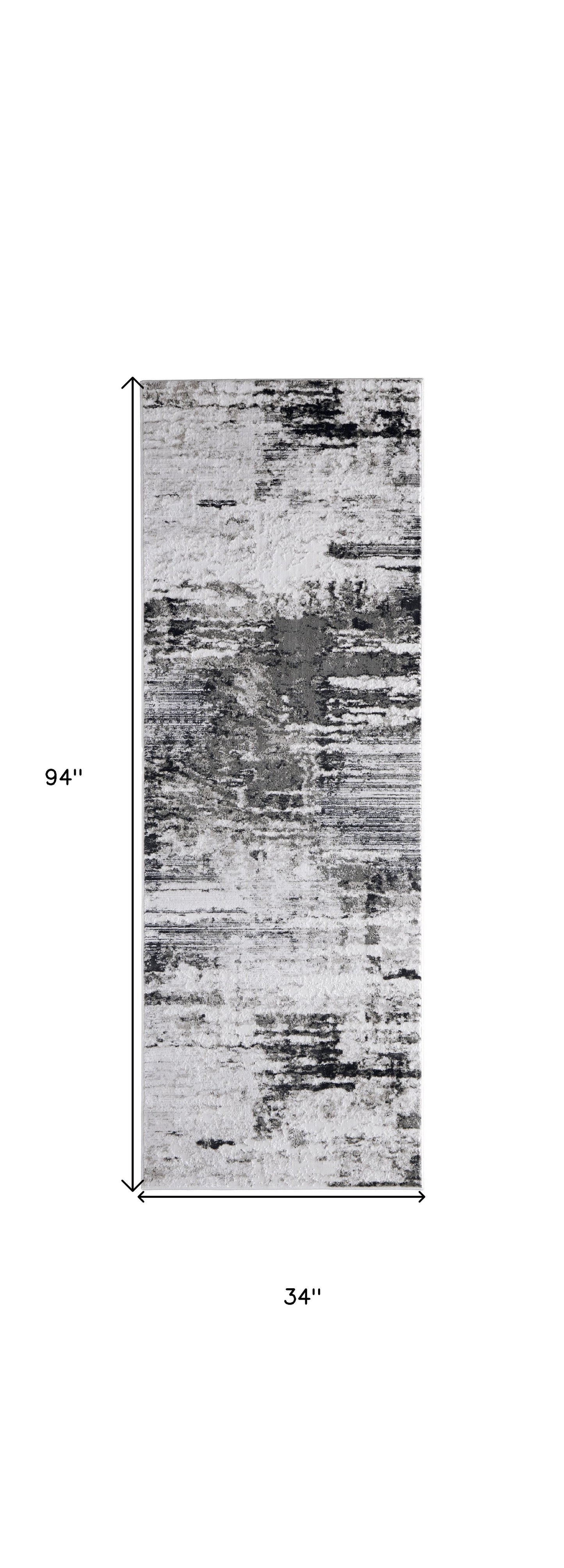 10' X 13' Gray Ivory and Taupe Abstract Power Loom Worn Faded Area Rug