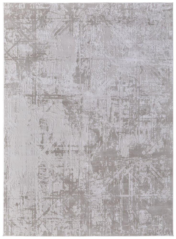 8' X 11' Taupe And Silver Abstract Distressed Area Rug