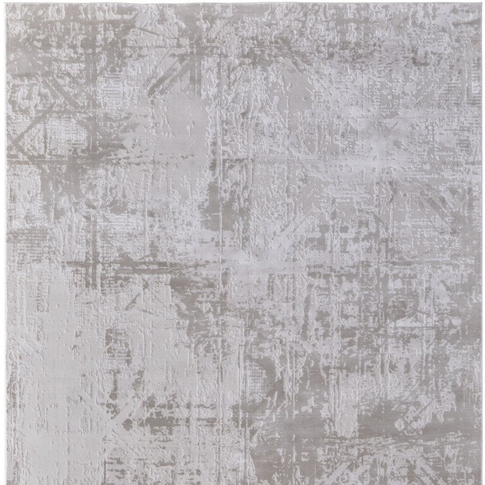8' X 11' Taupe And Silver Abstract Distressed Area Rug
