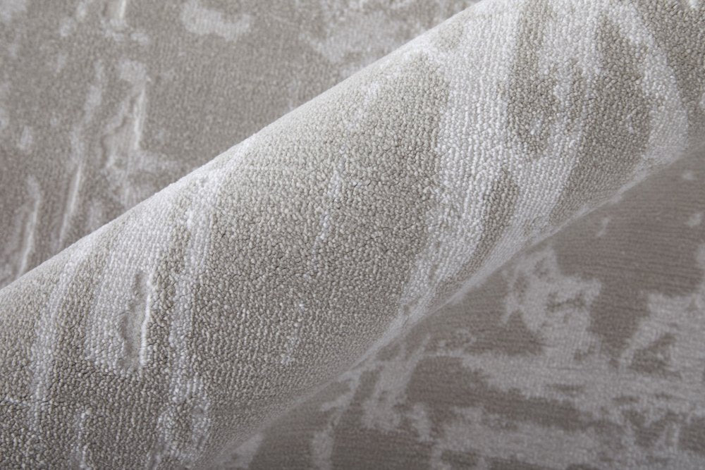 8' X 11' Taupe And Silver Abstract Distressed Area Rug