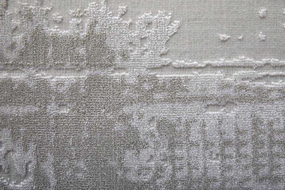 8' X 11' Taupe And Silver Abstract Distressed Area Rug