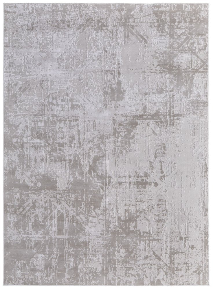 8' X 11' Taupe And Silver Abstract Distressed Area Rug