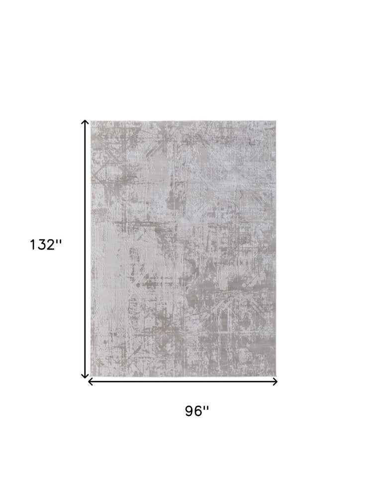 8' X 11' Taupe And Silver Abstract Distressed Area Rug