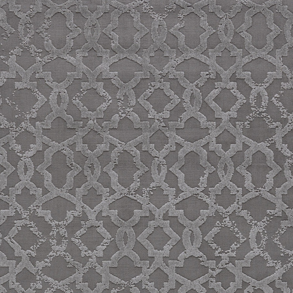 10' X 13' Gray and Silver Geometric Power Loom Worn Faded Area Rug