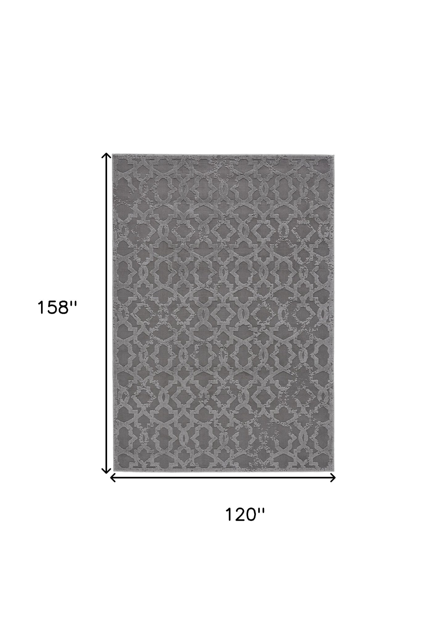 10' X 13' Gray and Silver Geometric Power Loom Worn Faded Area Rug