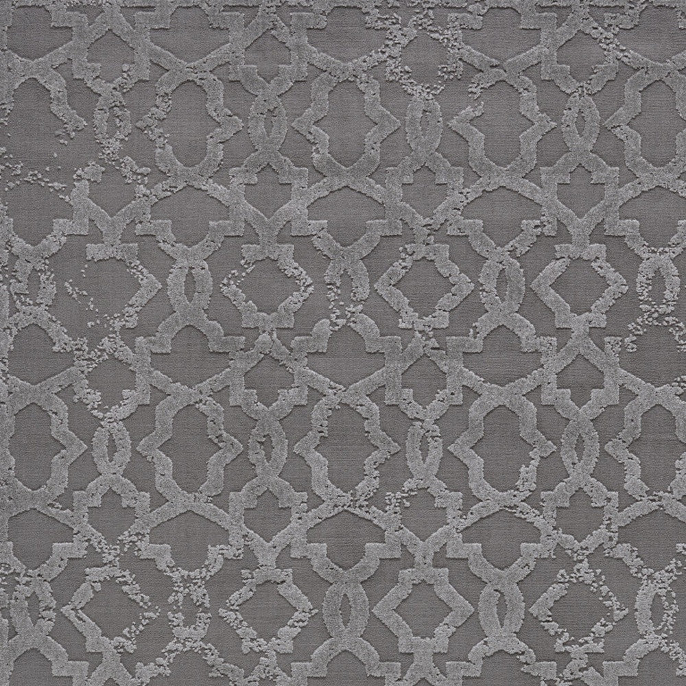10' X 13' Gray and Silver Geometric Power Loom Worn Faded Area Rug