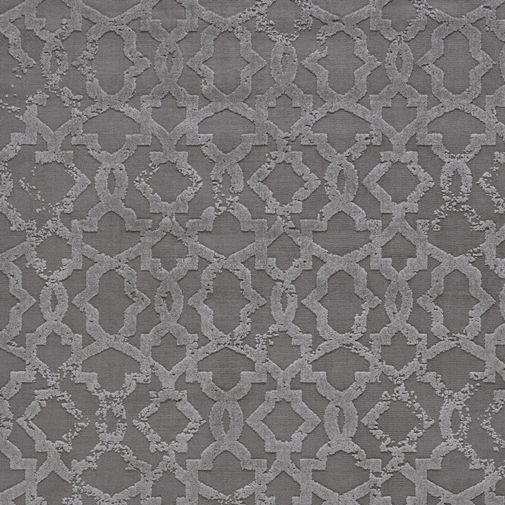 10' X 13' Gray and Silver Geometric Power Loom Worn Faded Area Rug