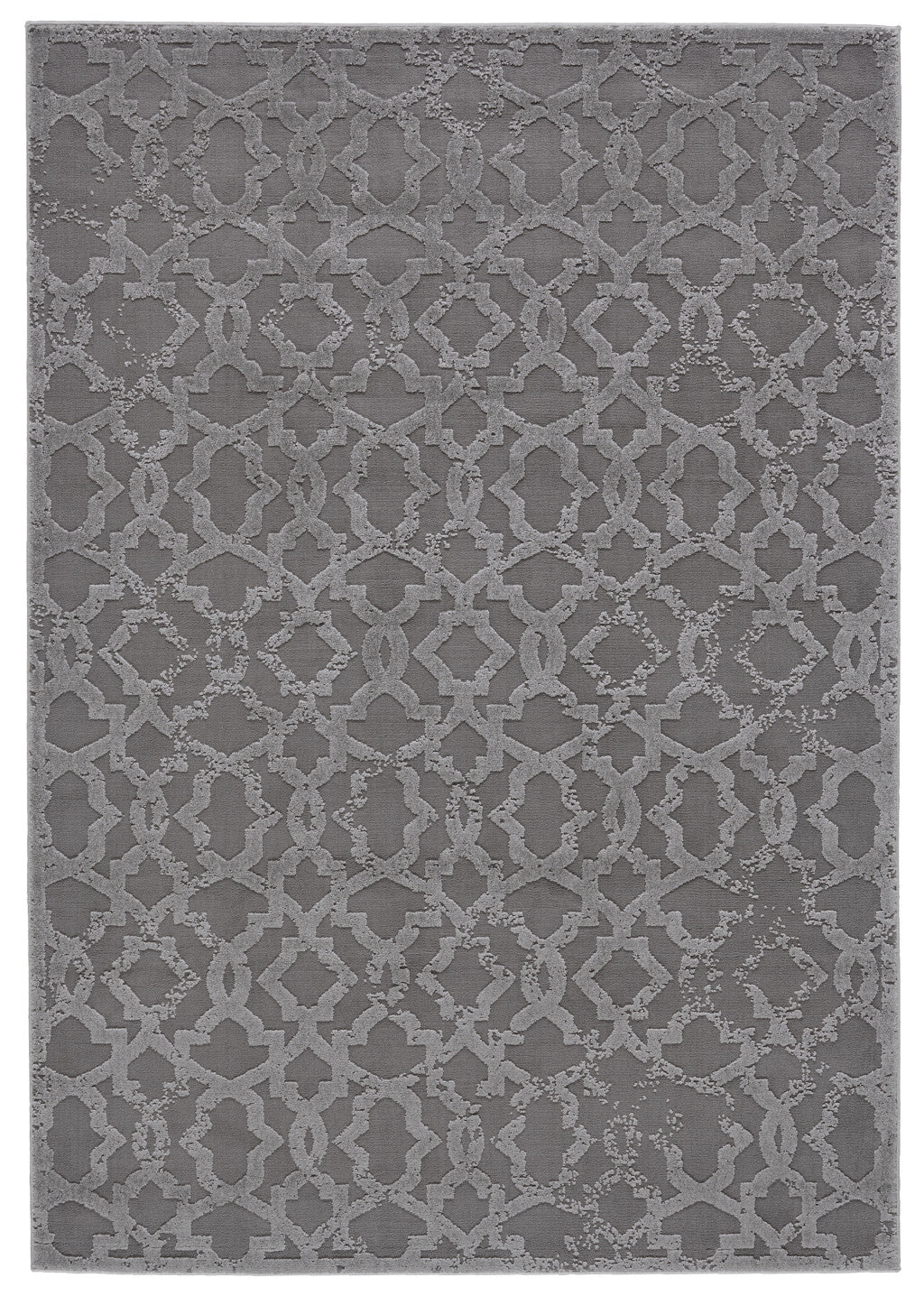 10' X 13' Gray and Silver Geometric Power Loom Worn Faded Area Rug