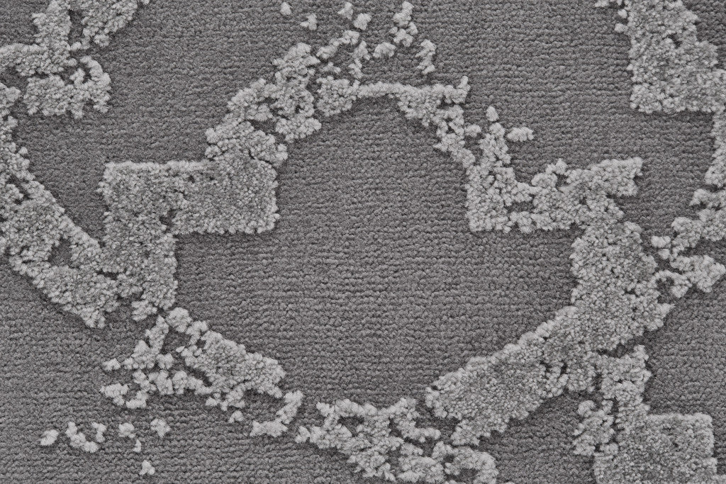 10' X 13' Gray and Silver Geometric Power Loom Worn Faded Area Rug