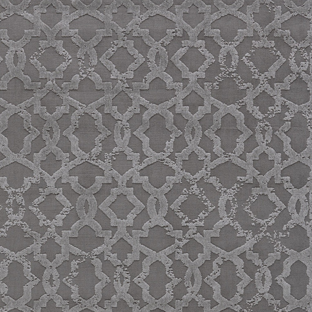 10' X 13' Gray and Silver Geometric Power Loom Worn Faded Area Rug