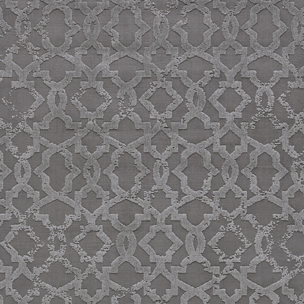 10' X 13' Gray and Silver Geometric Power Loom Worn Faded Area Rug