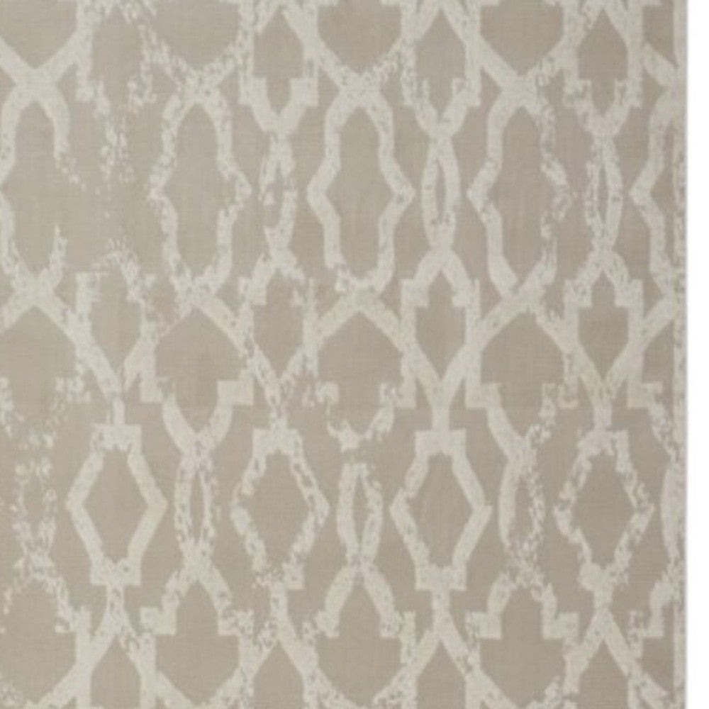 10' X 13' Gray and Silver Geometric Power Loom Worn Faded Area Rug