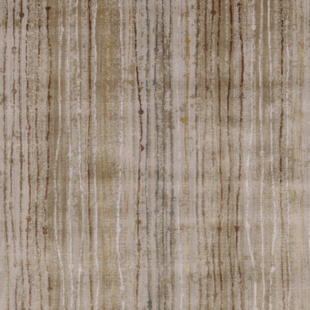 10' X 13' Brown and Tan Striped Power Loom Area Rug