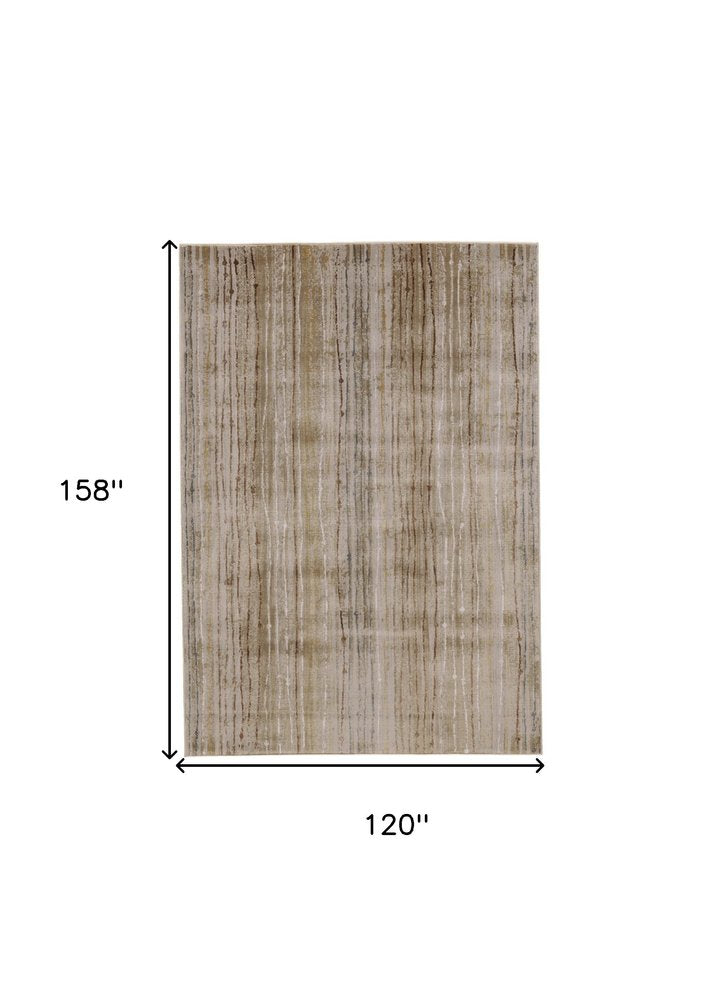 10' X 13' Brown and Tan Striped Power Loom Area Rug