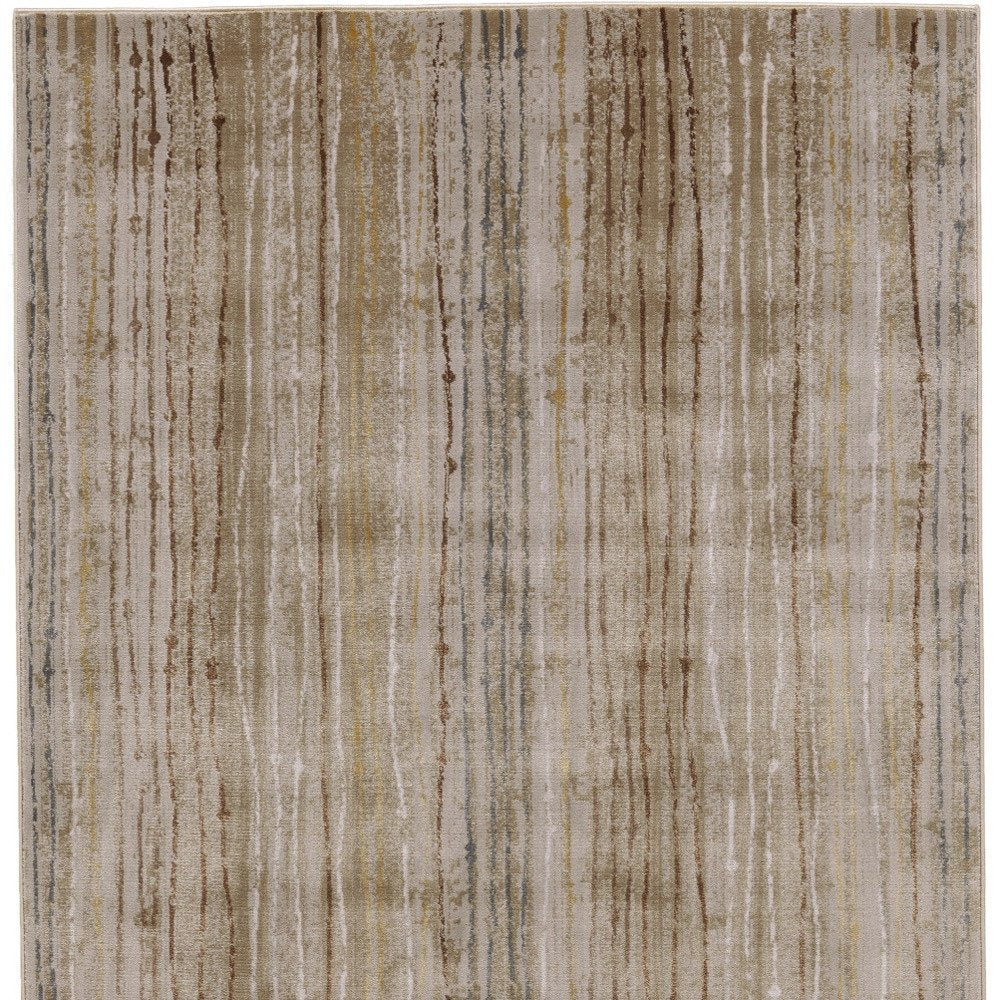 10' X 13' Brown and Tan Striped Power Loom Area Rug