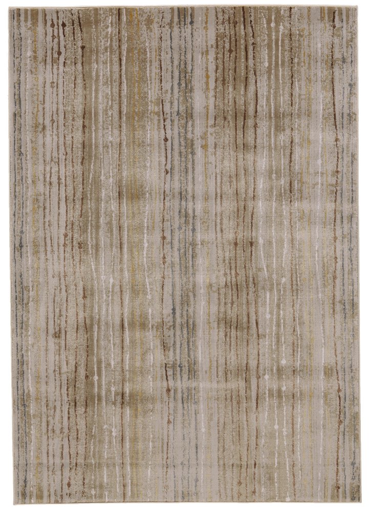 10' X 13' Brown and Tan Striped Power Loom Area Rug