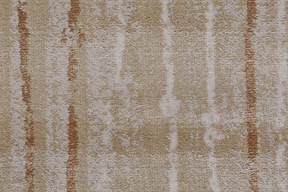 10' X 13' Brown and Tan Striped Power Loom Area Rug