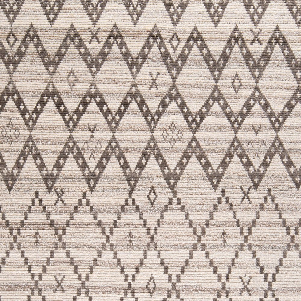 8' X 12' Taupe and Ivory Wool Geometric Hand Knotted Area Rug