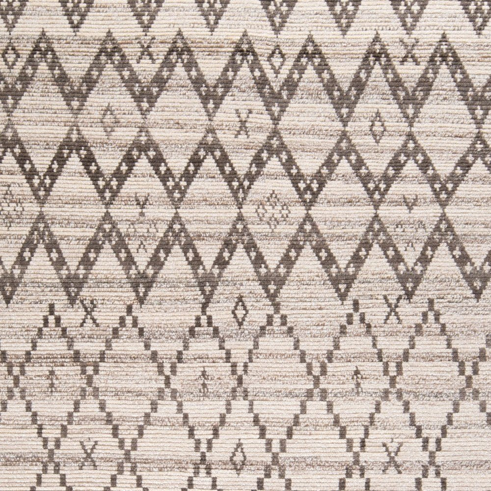 8' X 12' Taupe and Ivory Wool Geometric Hand Knotted Area Rug