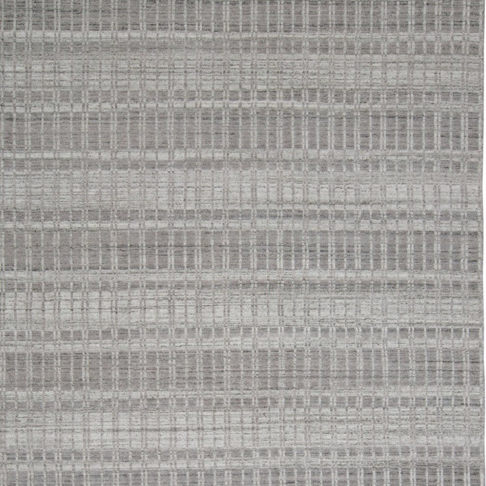 4' X 6' Gray and Ivory Geometric Hand Woven Area Rug
