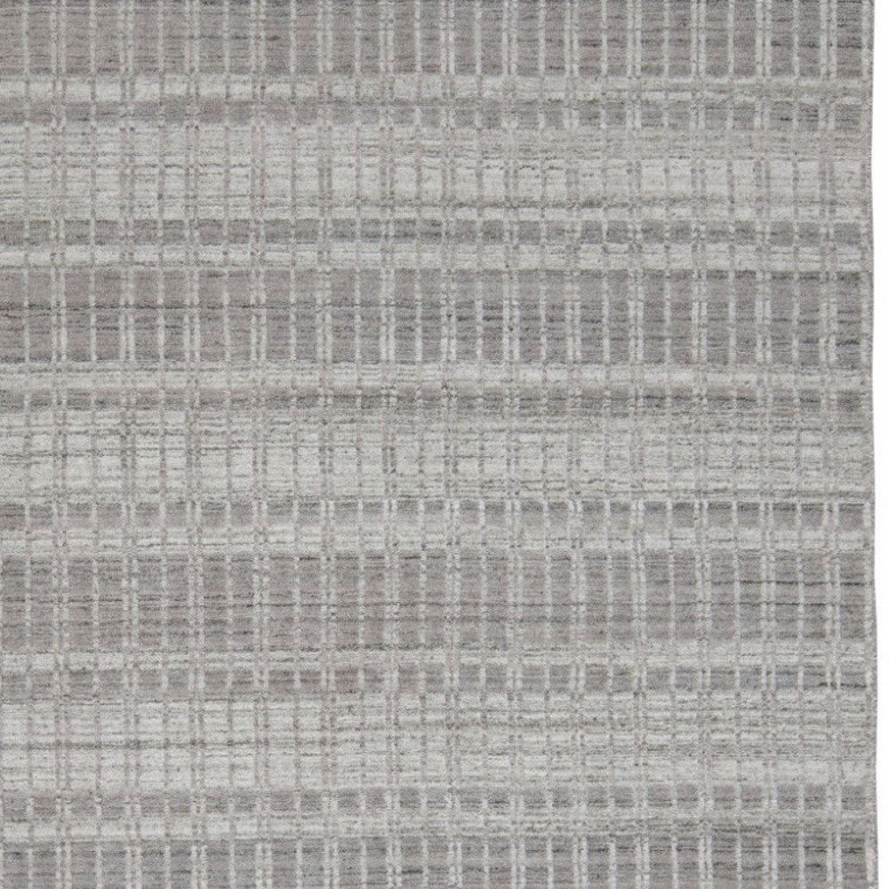 4' X 6' Gray and Ivory Geometric Hand Woven Area Rug