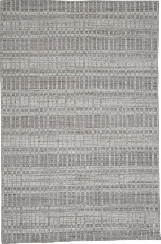 4' X 6' Gray and Ivory Geometric Hand Woven Area Rug