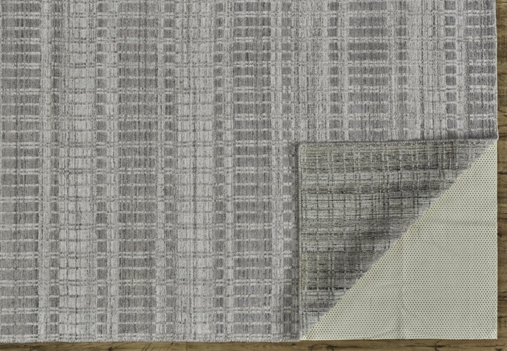 4' X 6' Gray and Ivory Geometric Hand Woven Area Rug