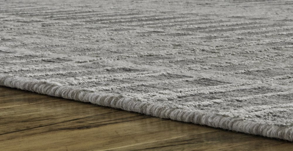 4' X 6' Gray and Ivory Geometric Hand Woven Area Rug