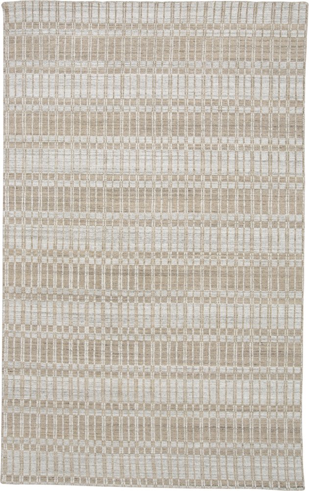 4' X 6' Gray and Ivory Geometric Hand Woven Area Rug