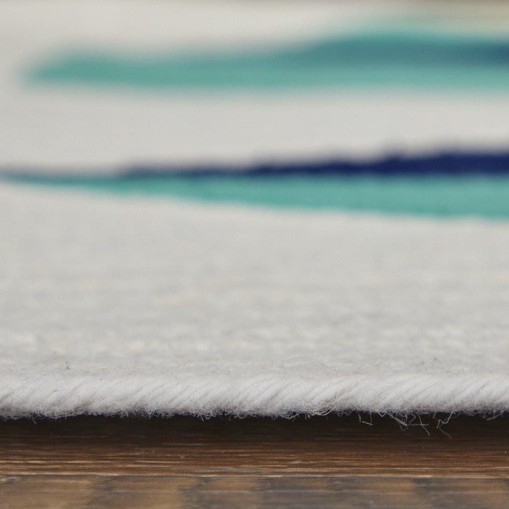 5' X 8' Blue Ivory and Yellow Geometric Power Loom Area Rug