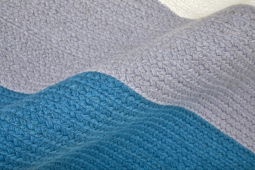 5' X 8' Blue Gray and Yellow Geometric Power Loom Area Rug