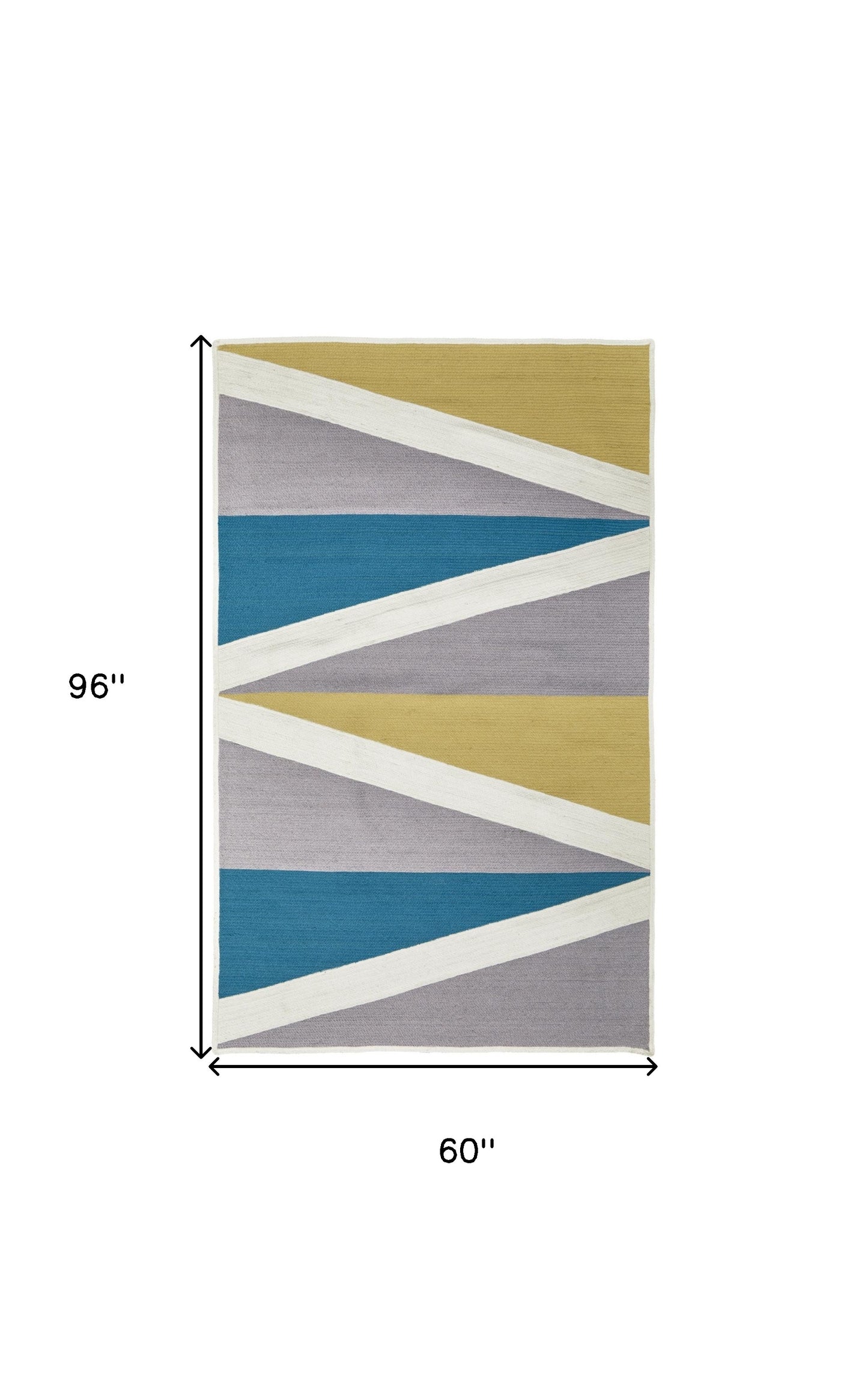 5' X 8' Blue Gray and Yellow Geometric Power Loom Area Rug
