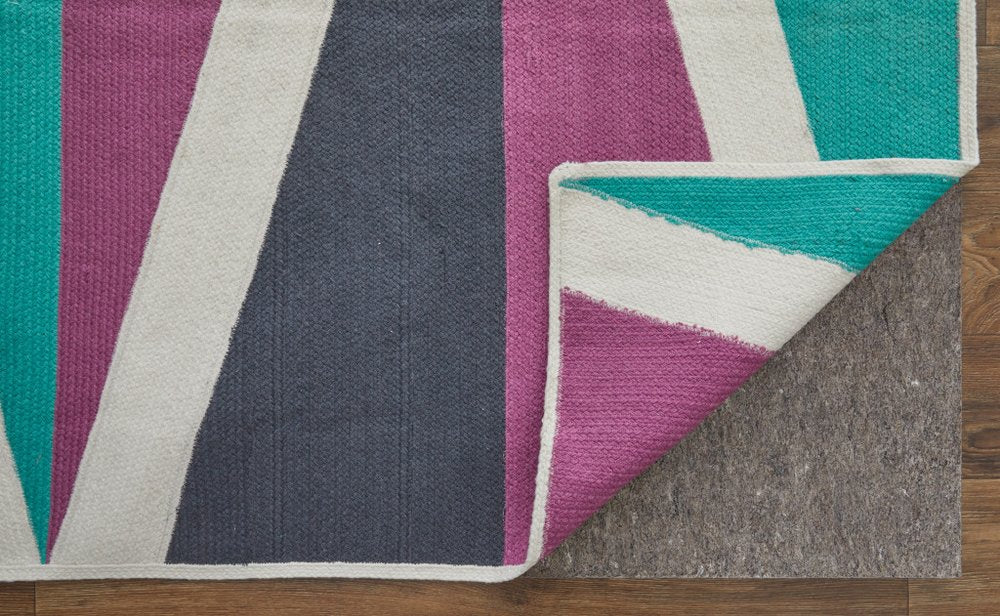 5' X 8' Blue Gray and Yellow Geometric Power Loom Area Rug