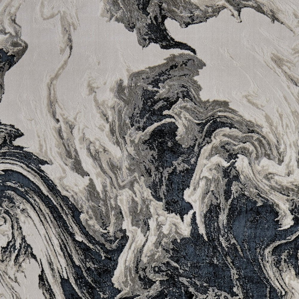 5' X 8' Ivory Black and Taupe Abstract Power Loom Area Rug