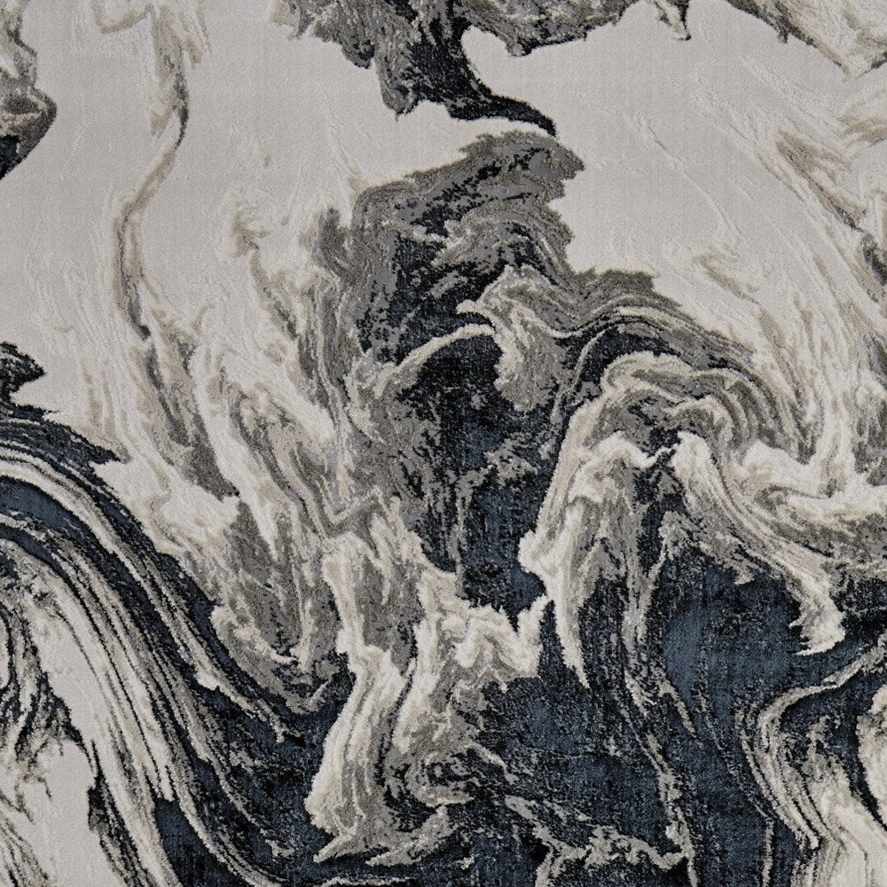 5' X 8' Ivory Black and Taupe Abstract Power Loom Area Rug