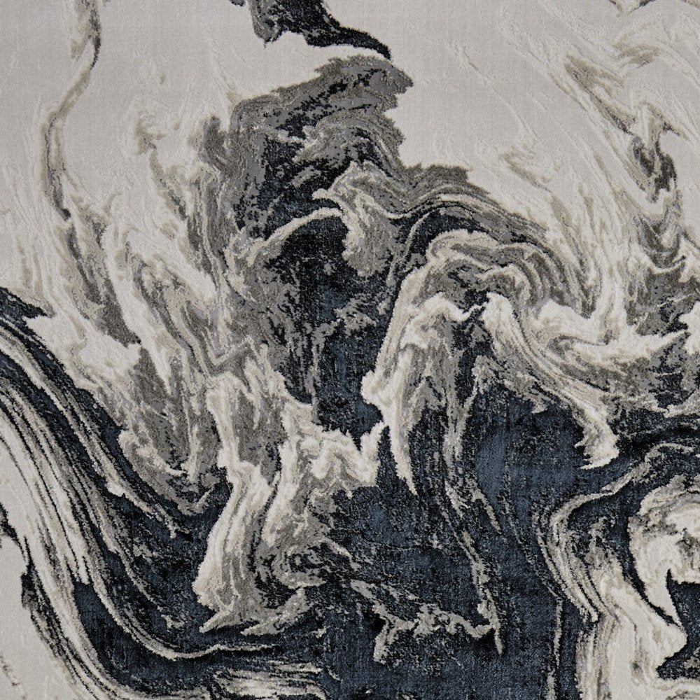 5' X 8' Ivory Black and Taupe Abstract Power Loom Area Rug