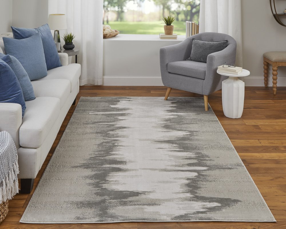 8' X 10' Gray Ivory and Taupe Abstract Power Loom Area Rug