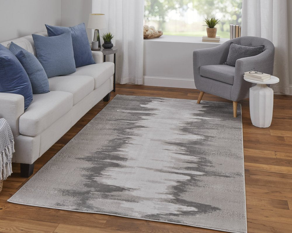 8' X 10' Gray Ivory and Taupe Abstract Power Loom Area Rug