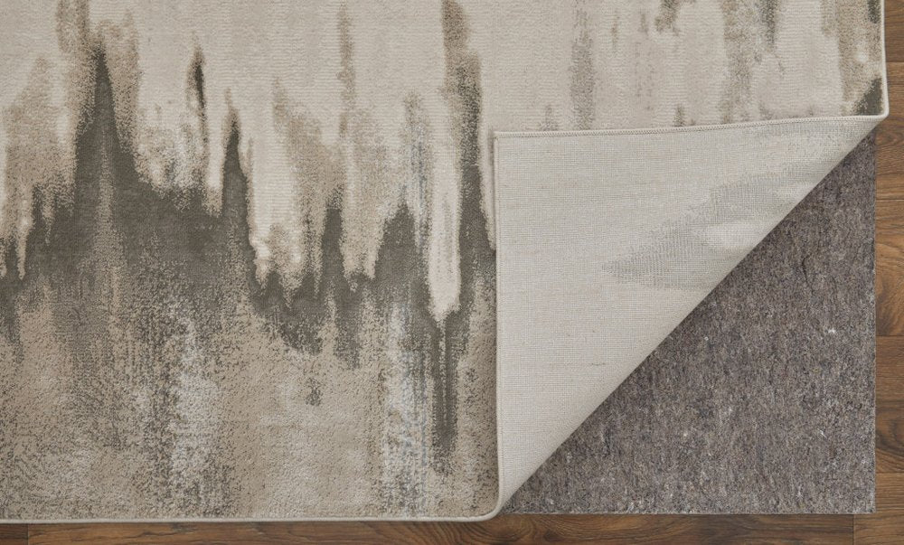 8' X 10' Gray Ivory and Taupe Abstract Power Loom Area Rug